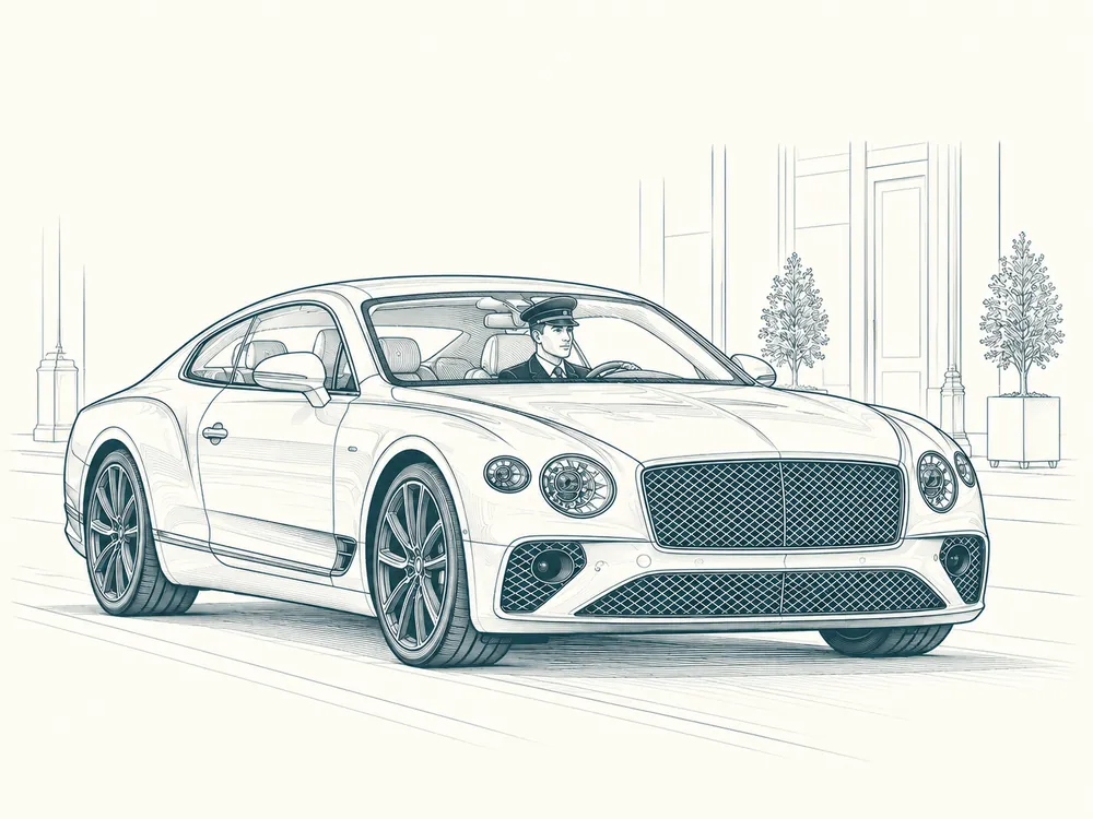 A chauffeur at the wheel of a luxury car