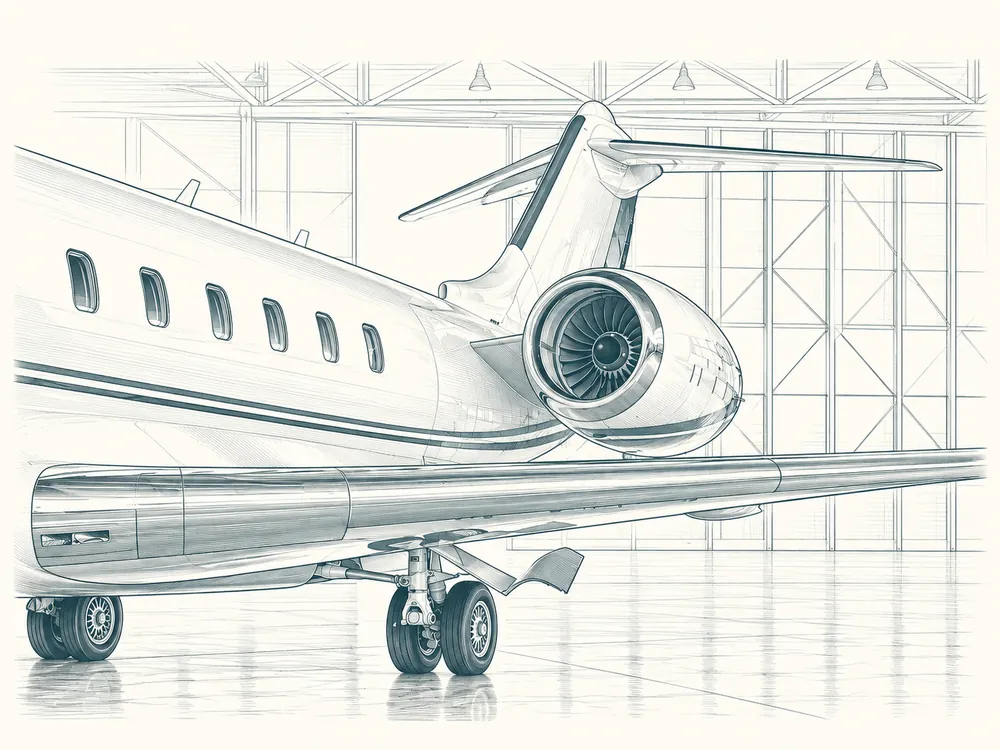 A private jet in a hangar